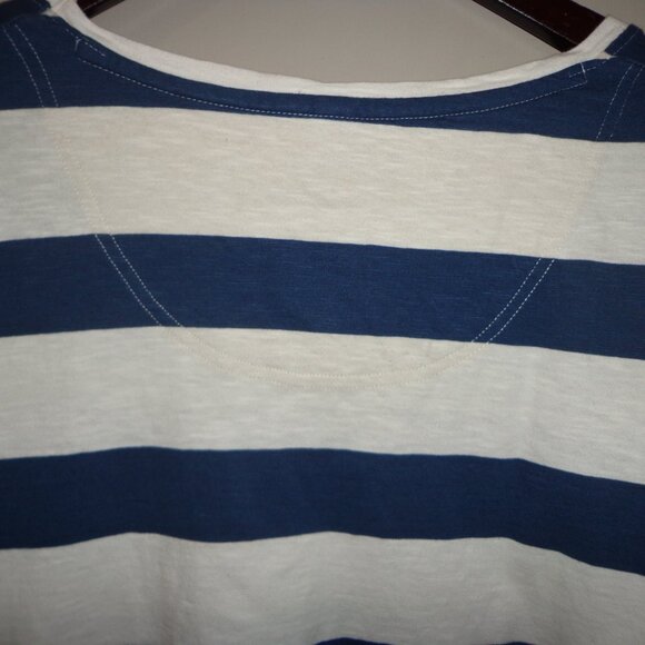 NWOT wf Weird Fish Wear The Weekend Scoop Neck Top 12 Stripes Blue/Wht Long Roll - Picture 5 of 12